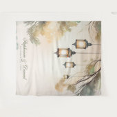 木素朴の植物灯の結婚写真 タペストリー (正面(横))