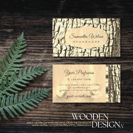 木素朴の樹皮の軽い木目の楕円形の金ゴールド縁ど 名刺