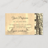 木素朴の樹皮の軽い木目の楕円形の金ゴールド縁ど 名刺 (裏面)