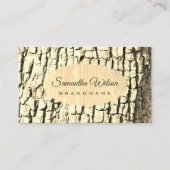 木素朴の樹皮の軽い木目の楕円形の金ゴールド縁ど 名刺 (正面)