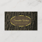 木素朴の樹皮ダークブラウン木目金ゴールド縁ど 名刺 (正面)