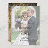 木素朴の樹皮ハートグラデーション結婚写真 招待状 (正面/裏面)