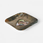 木素朴の樹皮ハート結婚写真 ペーパープレート (傾斜あり)