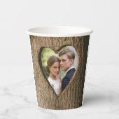 木素朴の樹皮ハート結婚写真 紙コップ (裏面)