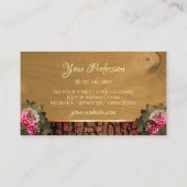 木素朴の樹皮フローラ咲きピンクのバラ 名刺 (裏面)