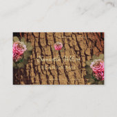 木素朴の樹皮フローラ咲きピンクのバラ 名刺 (正面)