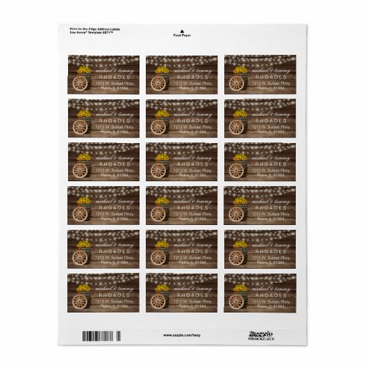 木素朴の樽とカントリーのひまわり ラベル (フルシート)