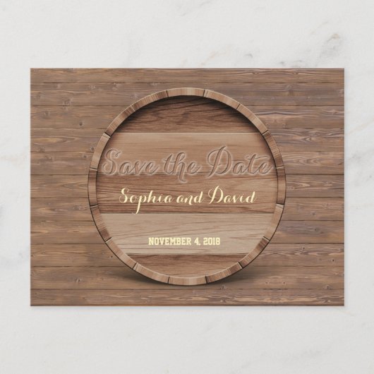 木素朴の樽結婚の日付を除く 案内ポストカード (正面)
