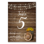 木素朴の樽、ひまわり – テーブル番号 (裏面)