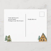 木素朴の水の色の木々の移動の小屋 案内ポストカード (裏面)