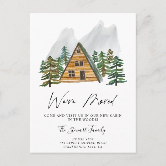 木素朴の水の色の木々の移動の小屋 案内ポストカード (正面)