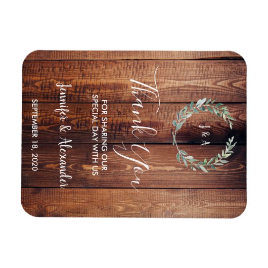 木素朴の水の色葉はありがとう結婚さん マグネット (横)