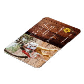 木素朴の水色ひまわり結婚写真 マグネット (左側)