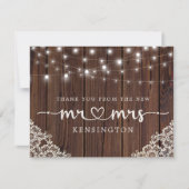 木素朴の照明レース新しいミセス・サンキュー・ポスト サンキューカード (正面)