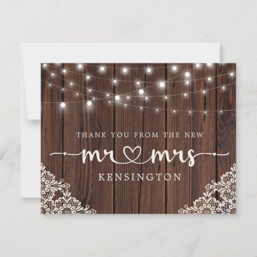 木素朴の照明レース新しいミセス・サンキュー・ポスト サンキューカード (正面)