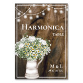 木素朴の白い花がハーモニカ結婚の テーブルナンバー (裏面)