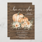木素朴の秋カボチャの性別を明かす 招待状 (正面/裏面)