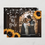 木素朴の糸がヒマワリの結婚写真 セーブザデート (正面/裏面)