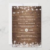 木素朴の糸ライトスノーフレーク冬の結婚式 招待状 (正面)