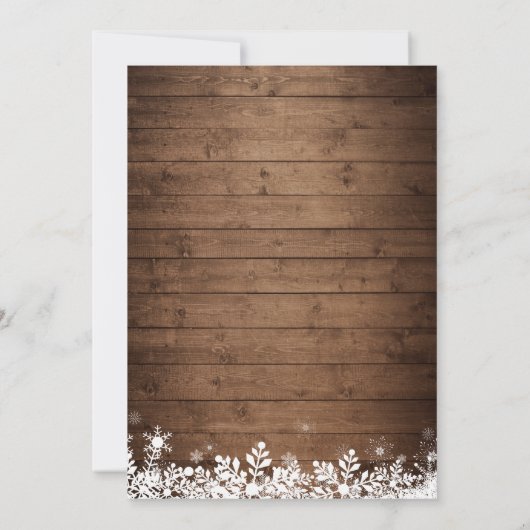 木素朴の糸ライトスノーフレーク冬の結婚式 招待状 (裏面)