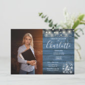 木素朴の糸ライト写真卒業パーティー 招待状 (スタンド正面)