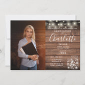 木素朴の糸ライト写真卒業パーティー 招待状 (正面)