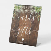 木素朴の紐が緑のカードとギフトを点灯 台座サイン (正面)