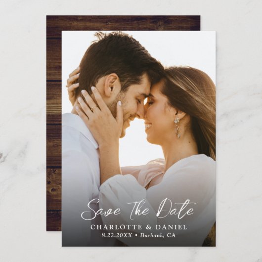 木素朴の結婚写真Date Cardを保存 セーブザデート (正面/裏面)