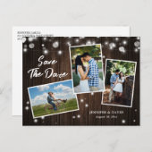 木素朴の結婚式の日付の写真はがきを保存 案内ポストカード (正面/裏面)