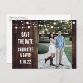 木素朴の結婚式の日付の写真はがきを保存 案内ポストカード (正面/裏面)