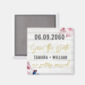 木素朴の結婚式の日付の非写真の保存 マグネット (正面/裏面)