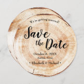 木素朴の結婚式ウェブサイトで日付を保存 招待状 (正面/裏面)