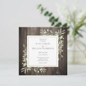 木素朴の緑の水の色葉の結婚s 招待状 (スタンド正面)