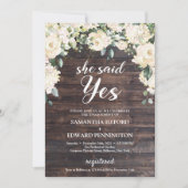 木素朴の緑の白いバラのボホ彼女はyesと言った 招待状 (正面)