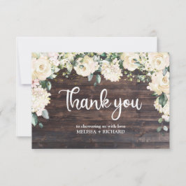 木素朴の緑の白バラフローラベビー サンキューカード