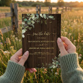 木素朴の緑の結婚式の日付を保存 箔招待状