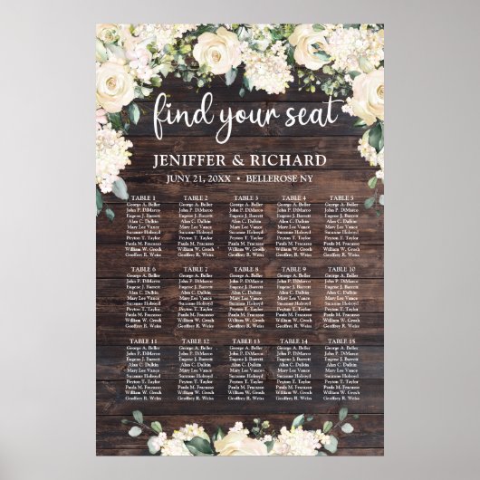 木素朴の緑の葉boho座席表 ポスター (正面)