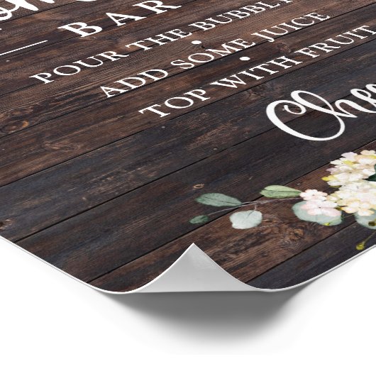 木素朴の緑の葉boho momosaバー標識 ポスター (角)