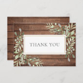 木素朴の緑の葬儀お祝い サンキューカード (正面/裏面)