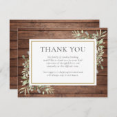 木素朴の緑の葬儀お祝い サンキューカード (正面/裏面)