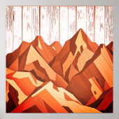 木素朴の背景の山のオーガニックアートワーク ポスター (正面)