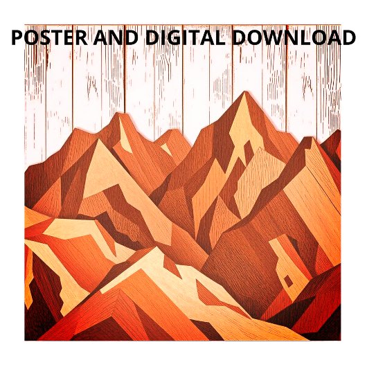 木素朴の背景の山のオーガニックアートワーク ポスター