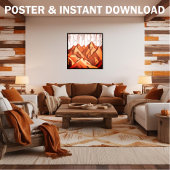 木素朴の背景の山のオーガニックアートワーク ポスター