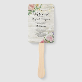 木素朴の花ストリングライト結婚式 プログラム ハンドファン