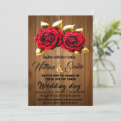 木素朴の赤い花ロマン結婚チック 招待状 (スタンド正面)