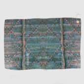 木素朴の門と鉄の青パーソナライズされたい ゴルフタオル (横)