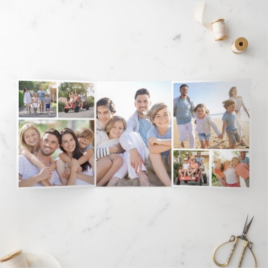 木素朴の雪の結晶メリークリスマスの写真 三つ折りクリスマスカード (内部)