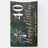 木素朴の40歳の誕生日パーティーフォトバナー 横断幕 (縦)