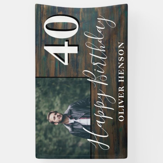 木素朴の40歳の誕生日パーティーフォトバナー 横断幕 (縦)