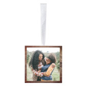 木素朴は家族を一緒に見てクリスマスの写真 キューブオーナメント (右)